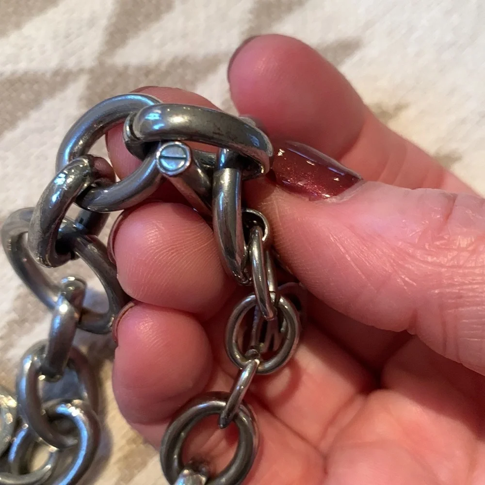 Michael Kors‎ silver plated womens chunky link choker necklace heavy substantial